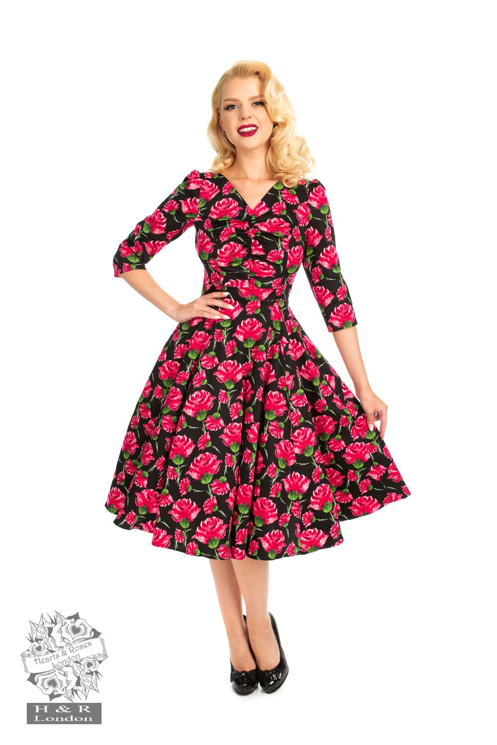 Red Rose Swing Dress